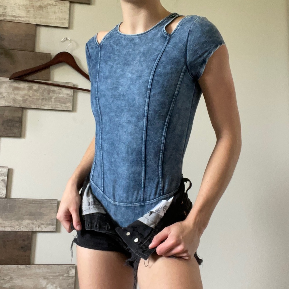 Materials girl denim body suit
